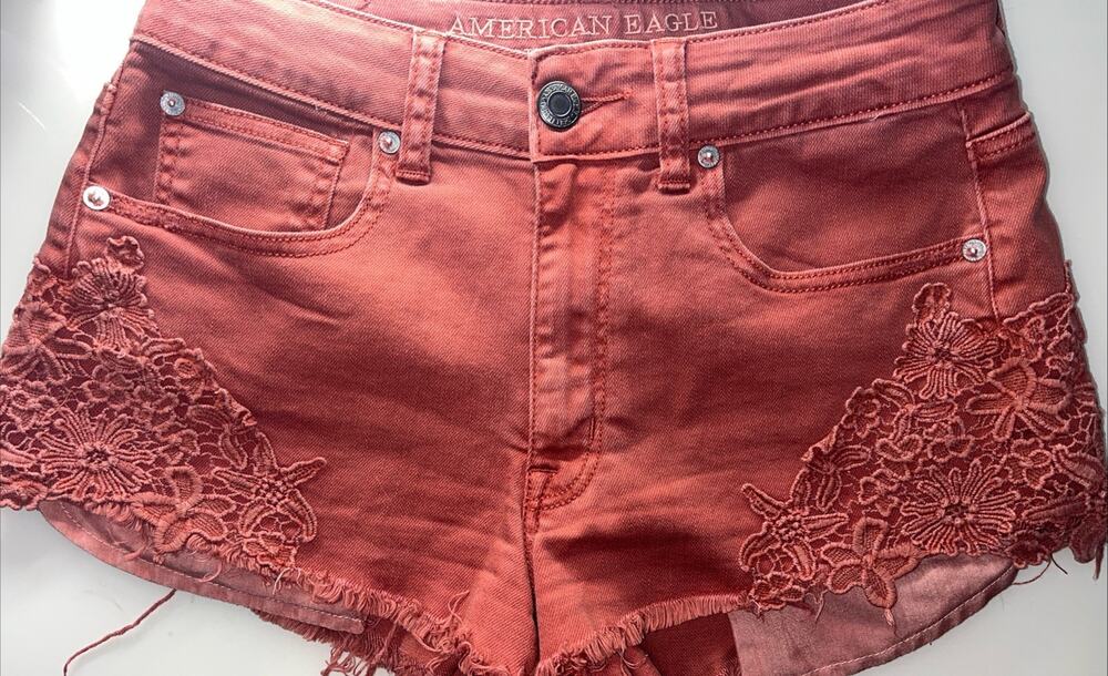 Hi-Rise Festival A.E Laced side appliqués Trim Stretch faded red Sz. 6 Y2K